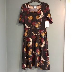 Lularoe Nicole dress - bird pattern